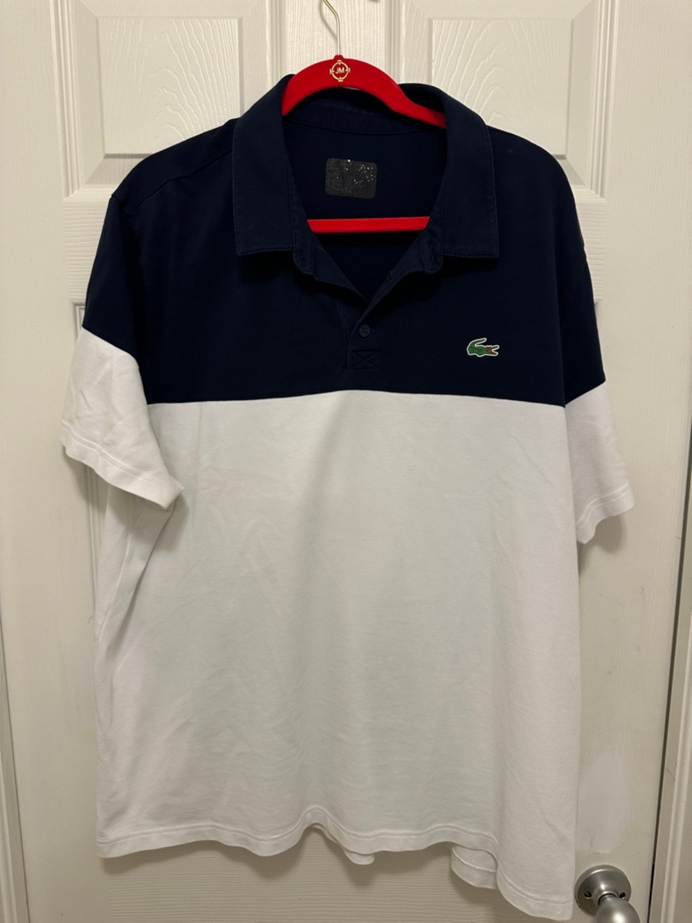 Lacoste Sport Men’s Navy and White Colorblock Polo XXL